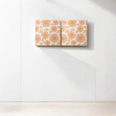 レトロヴィンテージピーチファズオレンジフラワーパターン タイル