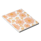 レトロヴィンテージピーチファズオレンジフラワーパターン ノートパッド (アングル)