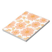 レトロヴィンテージピーチファズオレンジフラワーパターン ノートパッド (回転)