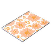レトロヴィンテージピーチファズオレンジフラワーパターン ノートブック (左側)