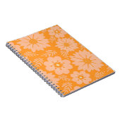 レトロヴィンテージピーチファズオレンジフラワーパターン ノートブック (右側)