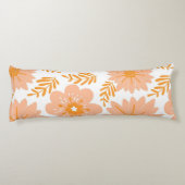レトロヴィンテージピーチファズオレンジフラワーパターン ボディピロー (裏面)
