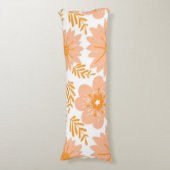 レトロヴィンテージピーチファズオレンジフラワーパターン ボディピロー (正面縦)