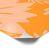 レトロヴィンテージピーチファズオレンジフラワーパターン ポスター (コーナー)