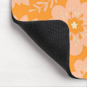 レトロヴィンテージピーチファズオレンジフラワーパターン マウスパッド (コーナー)
