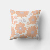 レトロヴィンテージピーチファズパープルフラワーパターン クッション (裏面)