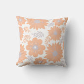 レトロヴィンテージピーチファズパープルフラワーパターン クッション (正面)