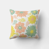 レトロヴィンテージピーチファズブルーフラワーパターン クッション (裏面)