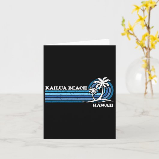 レトロヴィンテージファミリーバケーションハワイカイルアビーチ カード (黄色い花)