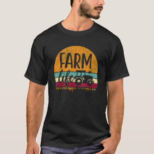 レトロヴィンテージファームライフ農業トラクターファミリーファー Tシャツ