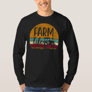 レトロヴィンテージファームライフ農業トラクターファミリーファー Tシャツ