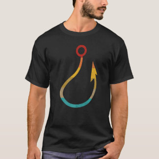レトロヴィンテージフィッシュフック魚釣り Tシャツ