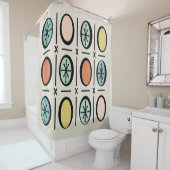レトロヴィンテージフィルドオーバルパターンパステル シャワーカーテン (インサイチュ)