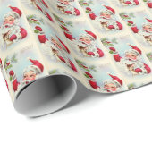 レトロヴィンテージフェスティバルクリスマスハローサンタタイル ラッピングペーパー (ロールコーナー)