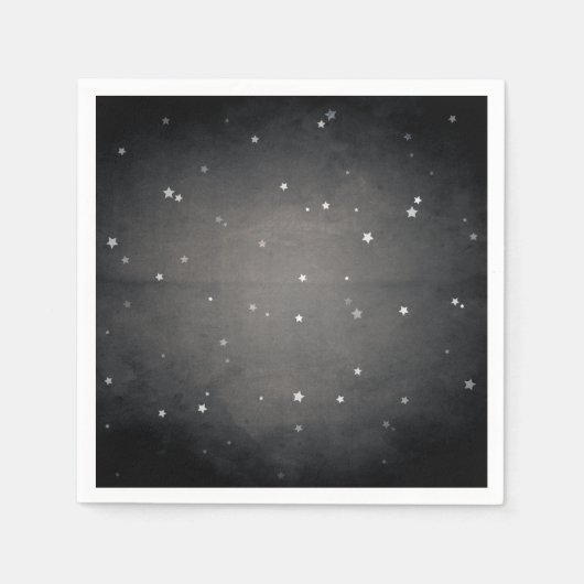 レトロヴィンテージフェード白黒星パーティー スタンダードカクテルナプキン (正面)