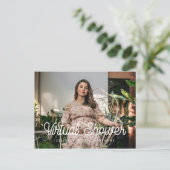 レトロヴィンテージフォントバーチャルベビーシャワー写真 ポストカード (スタンド正面)