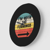 レトロヴィンテージフラミンゴと一緒 | Flamingo ラージ壁時計 (傾斜)
