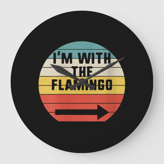 レトロヴィンテージフラミンゴと一緒 | Flamingo ラージ壁時計 (正面)