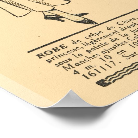 レトロヴィンテージフランスのファッション、デイドレス1931 ポスター (角)