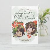 レトロヴィンテージフローラクリスマスフォトカード シーズンカード (スタンド正面)