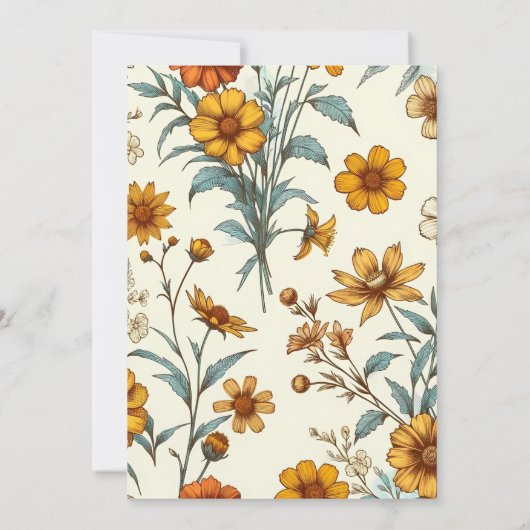 レトロヴィンテージフローラ70sタイムレスエレガントな結婚式 招待状 (裏面)