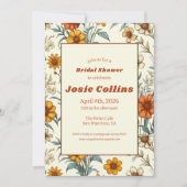 レトロヴィンテージフローラ70sタイムレスブライダルシャワー 招待状 (正面)