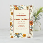 レトロヴィンテージフローラ70sタイムレスブライダルシャワー 招待状 (スタンド正面)