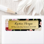 レトロヴィンテージブラックと金ゴールド美しいフローラ ラベル (インサイチュ)