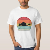 レトロヴィンテージブラックキャットシルエット Tシャツ (正面)