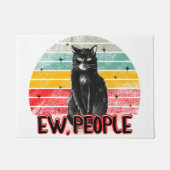 レトロヴィンテージブラックキャットニューピープル ドアマット (正面)