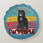 レトロヴィンテージブラックキャットニューピープル ラウンドクッション (裏面)