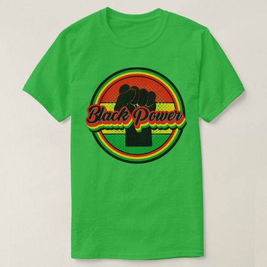 レトロヴィンテージブラックパワー拳 Tシャツ (デザイン正面)