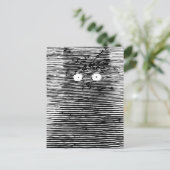 レトロヴィンテージブラック&ホワイトキャットアットナイト ポストカード (スタンド正面)