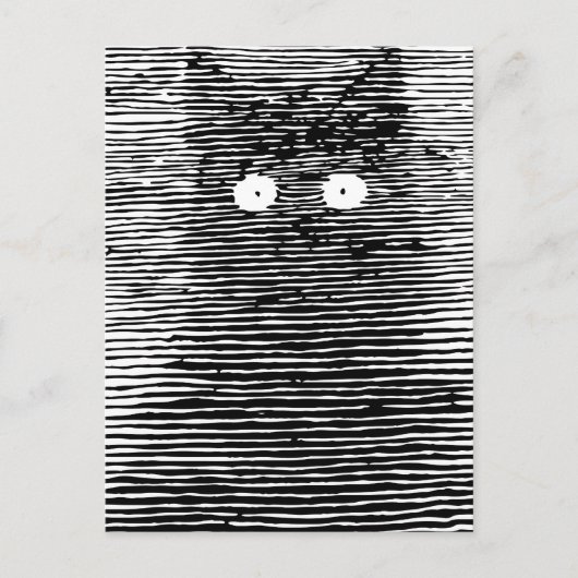 レトロヴィンテージブラック&ホワイトキャットアットナイト ポストカード (正面)