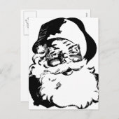 レトロヴィンテージブラック&ホワイトクリスマスサンタクロース シーズンポストカード (正面/裏面)