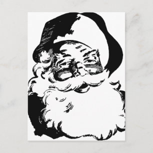 レトロヴィンテージブラック&ホワイトクリスマスサンタクロース シーズンポストカード