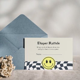 レトロヴィンテージブラック&ホワイトベビーおむつラッフル 招待状