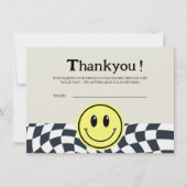 レトロヴィンテージブラック&ホワイト市松模様にベビーサンキュー (正面)