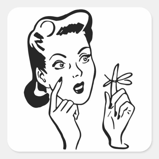 レトロヴィンテージブラック&ホワイトDo 忘れ Woman スクエアシール (正面)