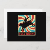 レトロヴィンテージブルライディングカウボーイカントリーロデオGIF ポストカード (正面/裏面)