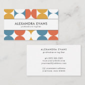 レトロヴィンテージブルーオレンジイエローMID CENTURY モダン 名刺 (正面/裏面)