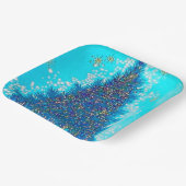 レトロヴィンテージブルークリスマスツリーパーティープレート ペーパープレート (傾斜あり)