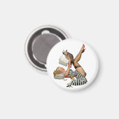 レトロヴィンテージブロンドピンナップガールと犬 マグネット (正面/裏面)