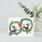 レトロヴィンテージプードルインリースデザイン ポストカード (スタンド正面)