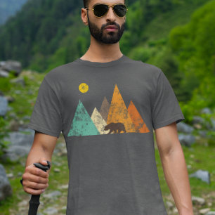 レトロヴィンテージベアーインウッズマウンテンズ Tシャツ