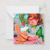 レトロヴィンテージベーキングの女の子 ノートカード (正面)