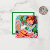 レトロヴィンテージベーキングの女の子 ノートカード (正面/裏面インサイチュ)