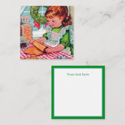 レトロヴィンテージベーキングの女の子 ノートカード (正面/裏面)