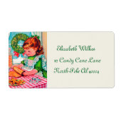 レトロヴィンテージベーキングガールクリスマスラベル ラベル (正面)