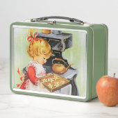 レトロヴィンテージベーキングガールホリデークリスマス メタルランチボックス (インサイチュ)